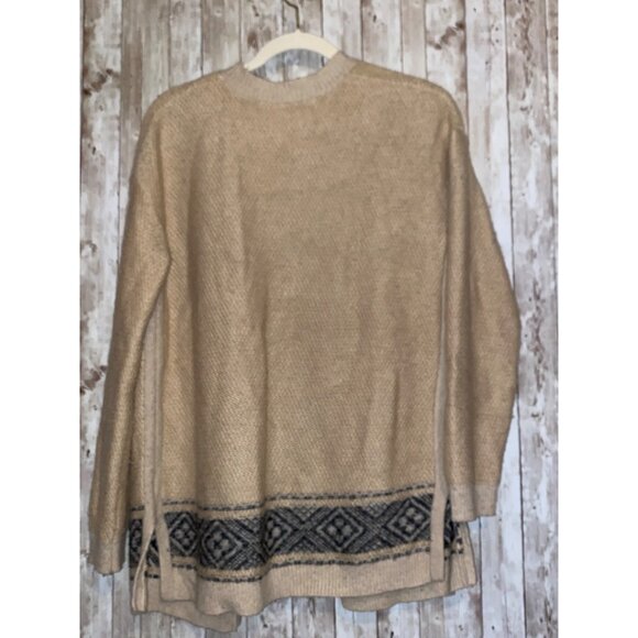 Women's Gap open Cardigan Blazer Sweater Boho Aztec Size Large Wool Blend Cream - Picture 8 of 9